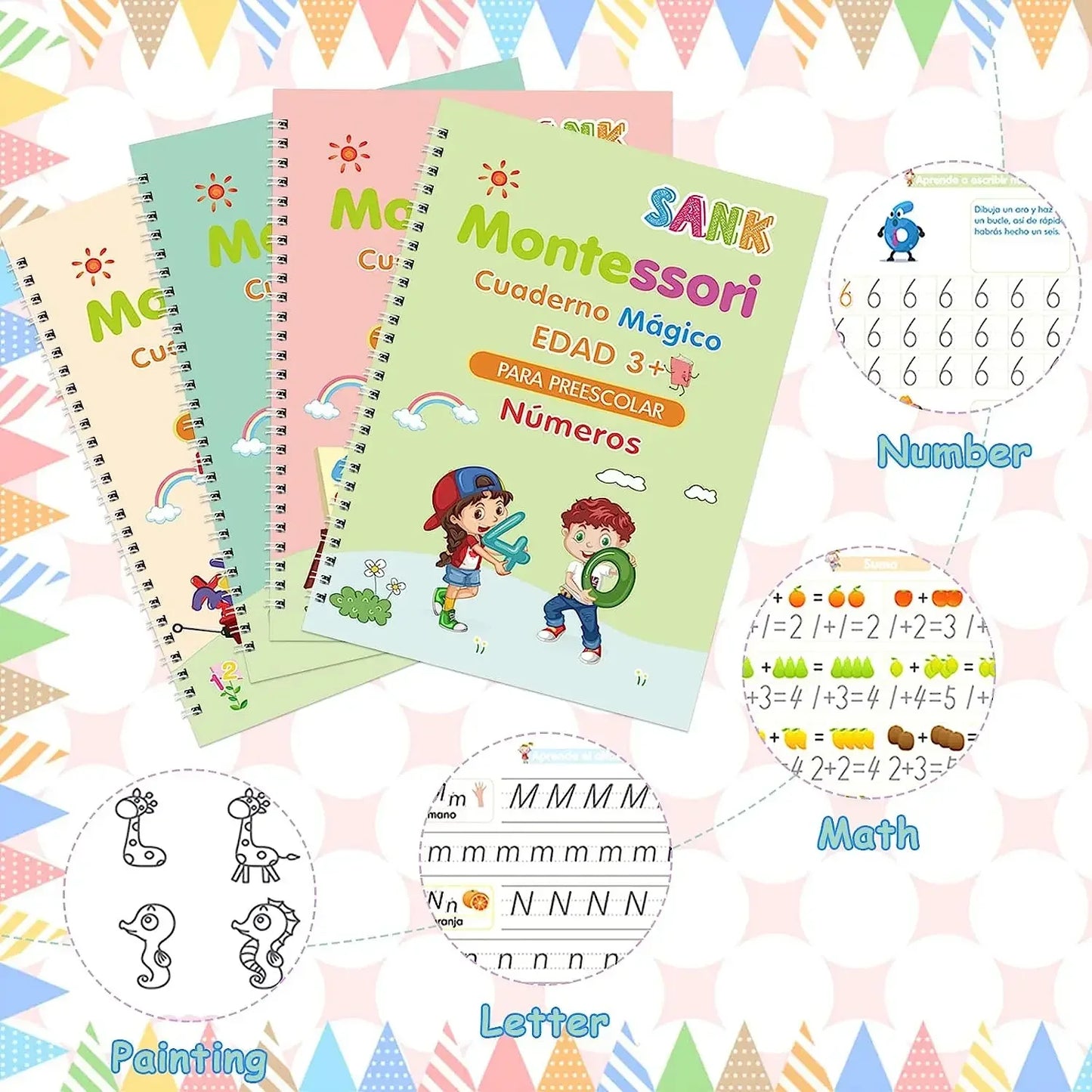 4 Books/Set Notebook  Magic Book Copybook Children'S Kid Handwriting Early Learn